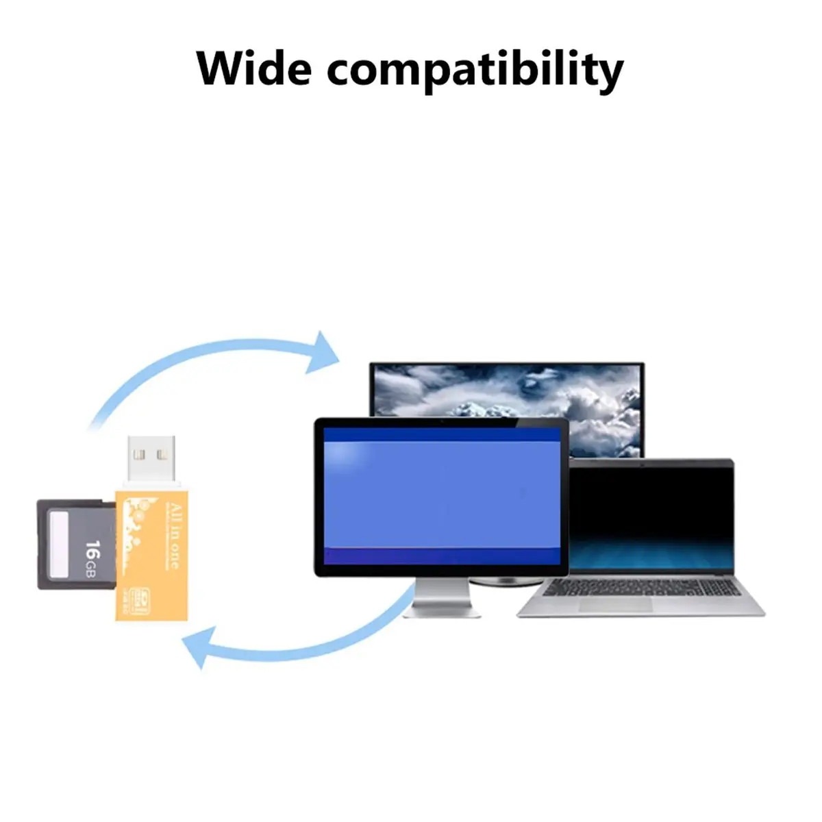 AA80 USB 2.0 Card Reader 4 in 1 Multi Card Reader Memory Adapter for Memory Stick T-Flash/M2/MS Card Reader Silver