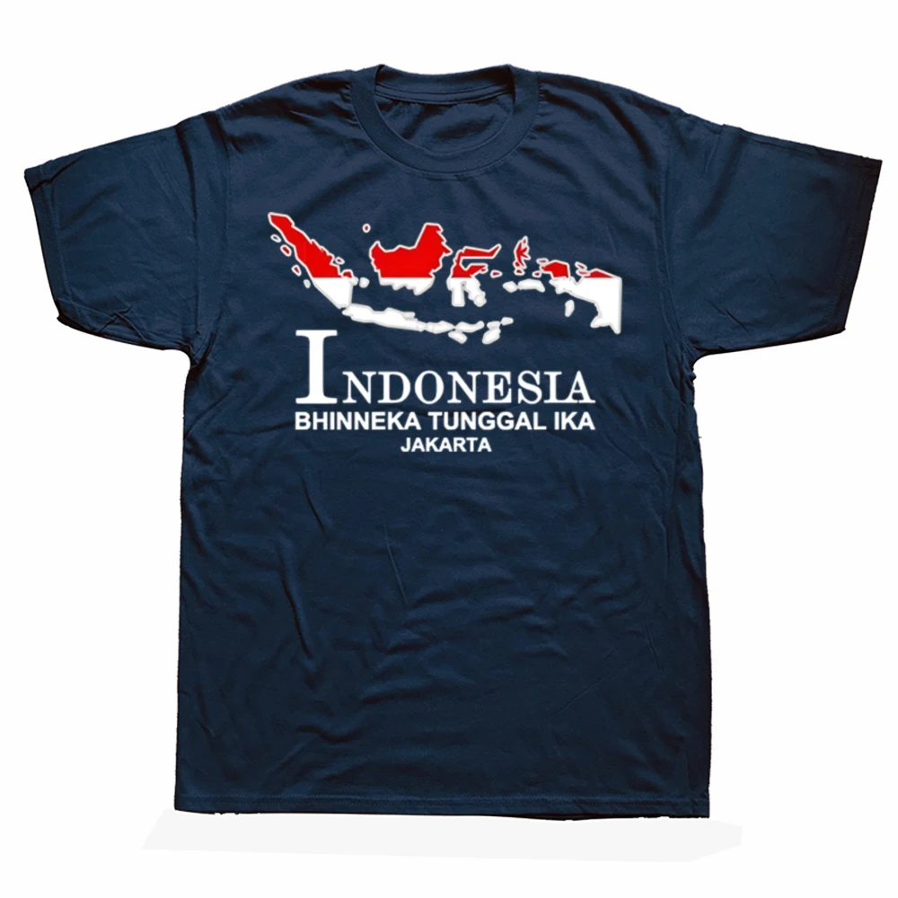 مضحك اندونيسيا الاندونيسية IDN خريطة الجرافيك تي شيرت الرجال النساء موضة عادية التي شيرت 100% القطن فضفاض المتضخم تي شيرت الصيف #2