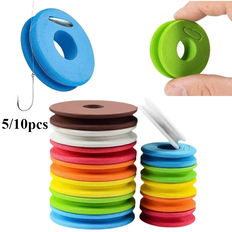 5/10pcs Fishing Foam Bobbin Diameter 4.5/5.8/6.8/10cm EVA Foam Spool Fishing Winding Board Mixed Color Fishing Line Winding Coil