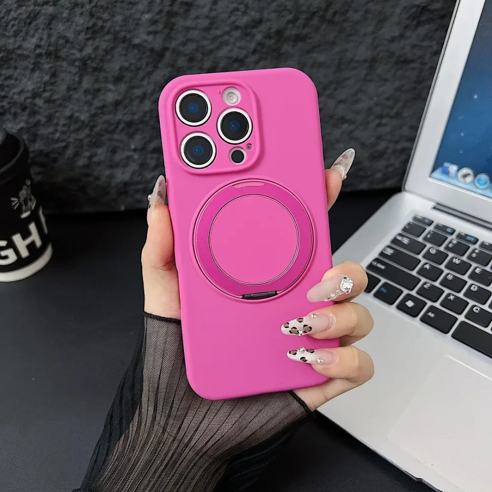 

Роскошный оригинальный жидкий силиконовый магнитный чехол для телефона Magsafe для iPhone 16 Plus 15 14 13 11 12 Pro Max с вращающимся кронштейном