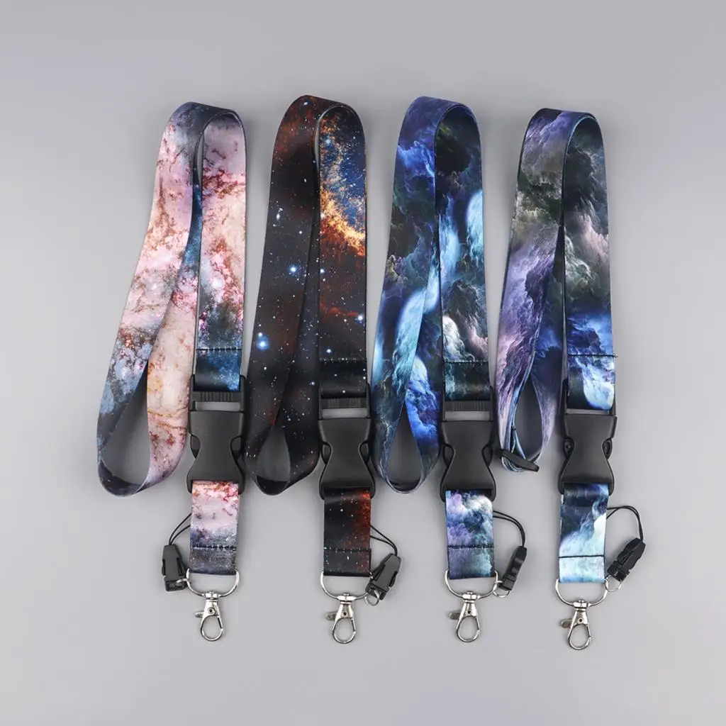 Dreamy Starry Sky Neck Strap Lanyard for Keys Keychain Badge Holder ID Credit Card Pass Hang Rope Lariat Charm Accessories