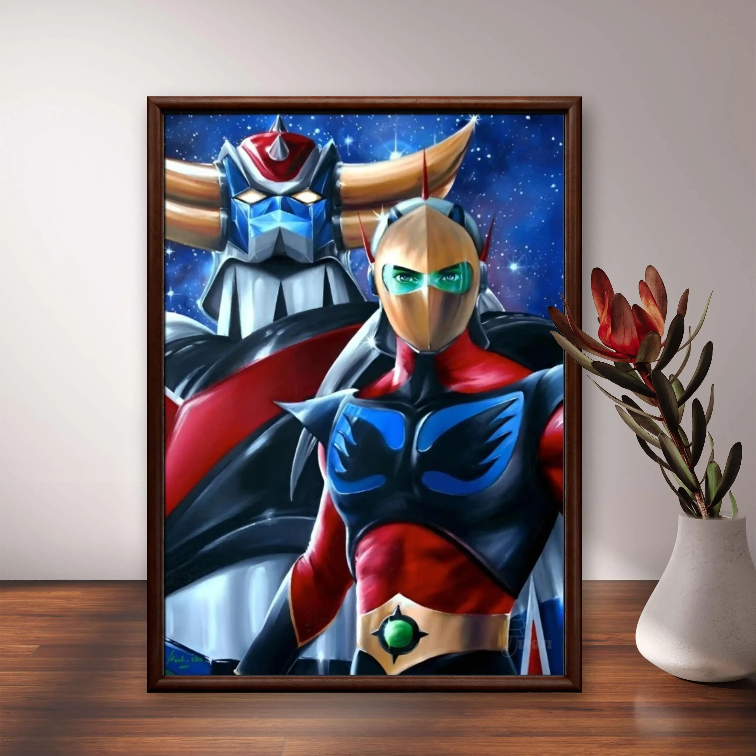 Robot Goldrake Diamond Painting, Vintage Art Poster Wall Decor, Middle Size Picture for Living Room Bar Home Decoration