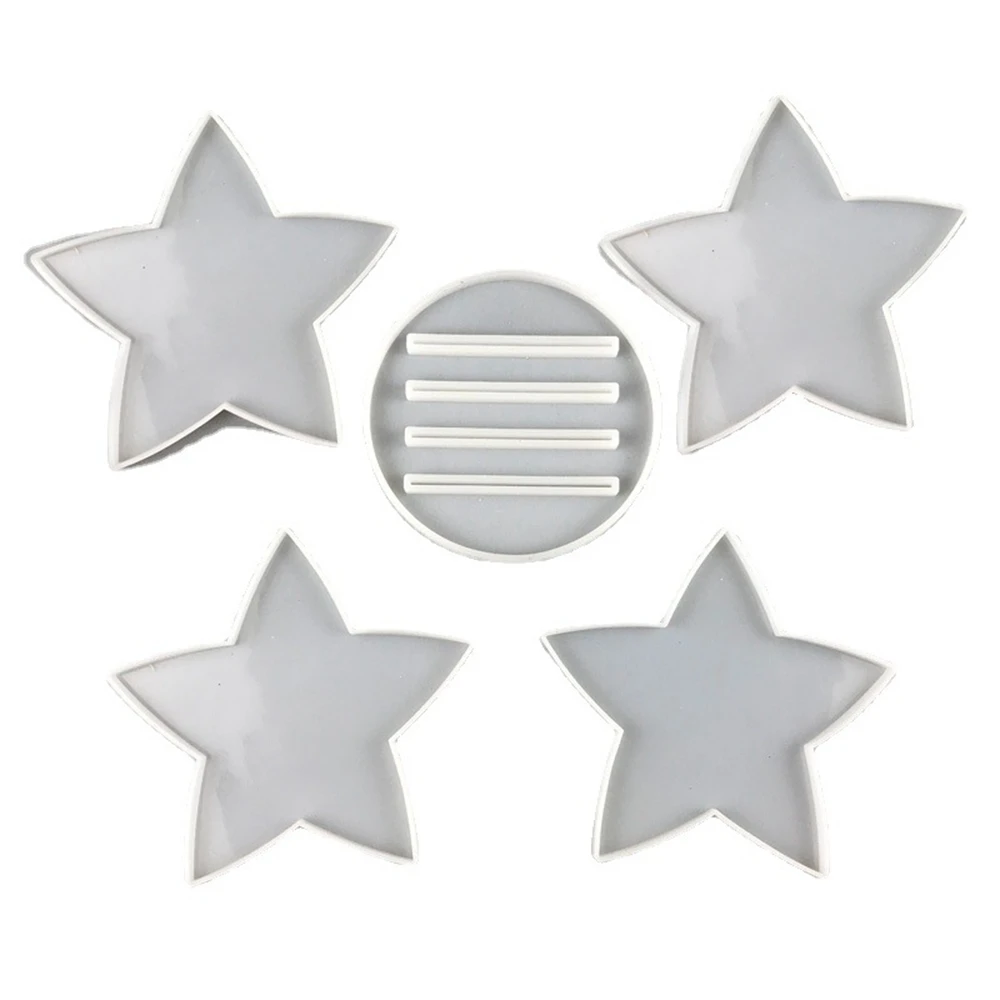 5Pcs Five-Pointed Star Coaster Bracket Silicone Mold DIY Coaster Storage Rack Crystal Epoxy Resin Mold