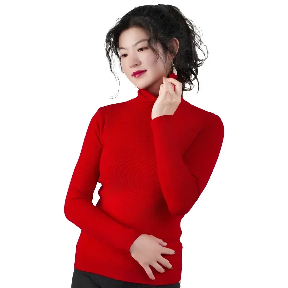 2025 Women Pullovers Turtleneck Sweater Solid Color Pile Neck Knitwear Autumn Winter Warm Jumper Tops Pull Femme Christmas Gift