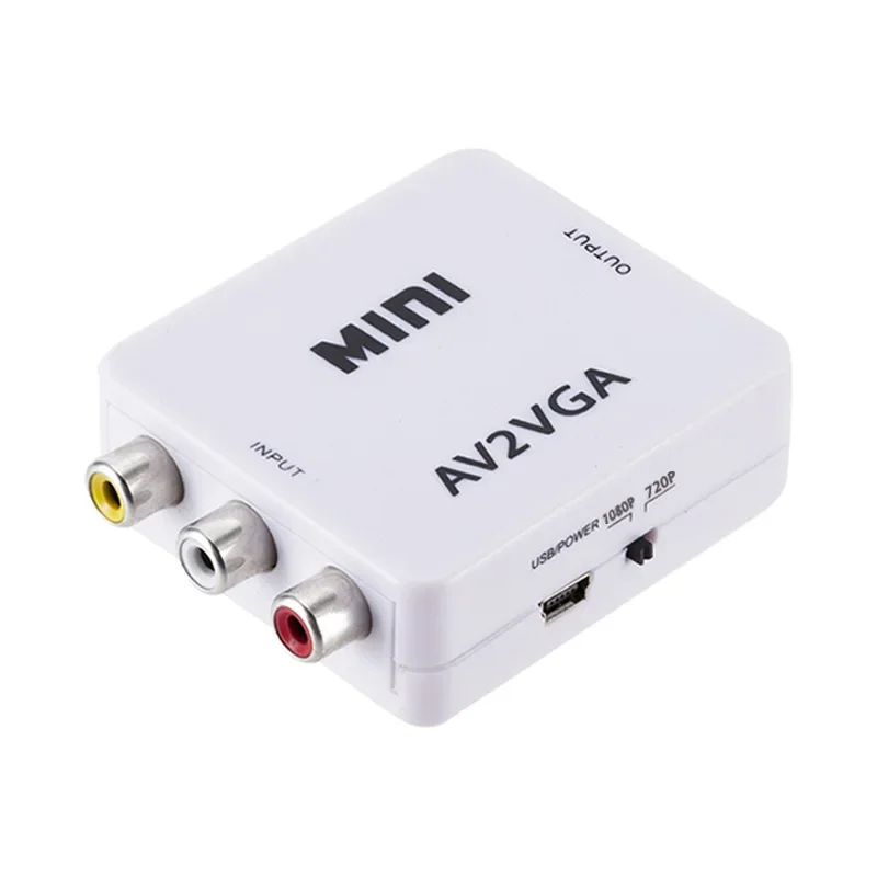 AV2VGA Video Converter Box Mini AV RCA CVBS To VGA Video Adapter With 3.5mm Audio To PC HDTV Converter