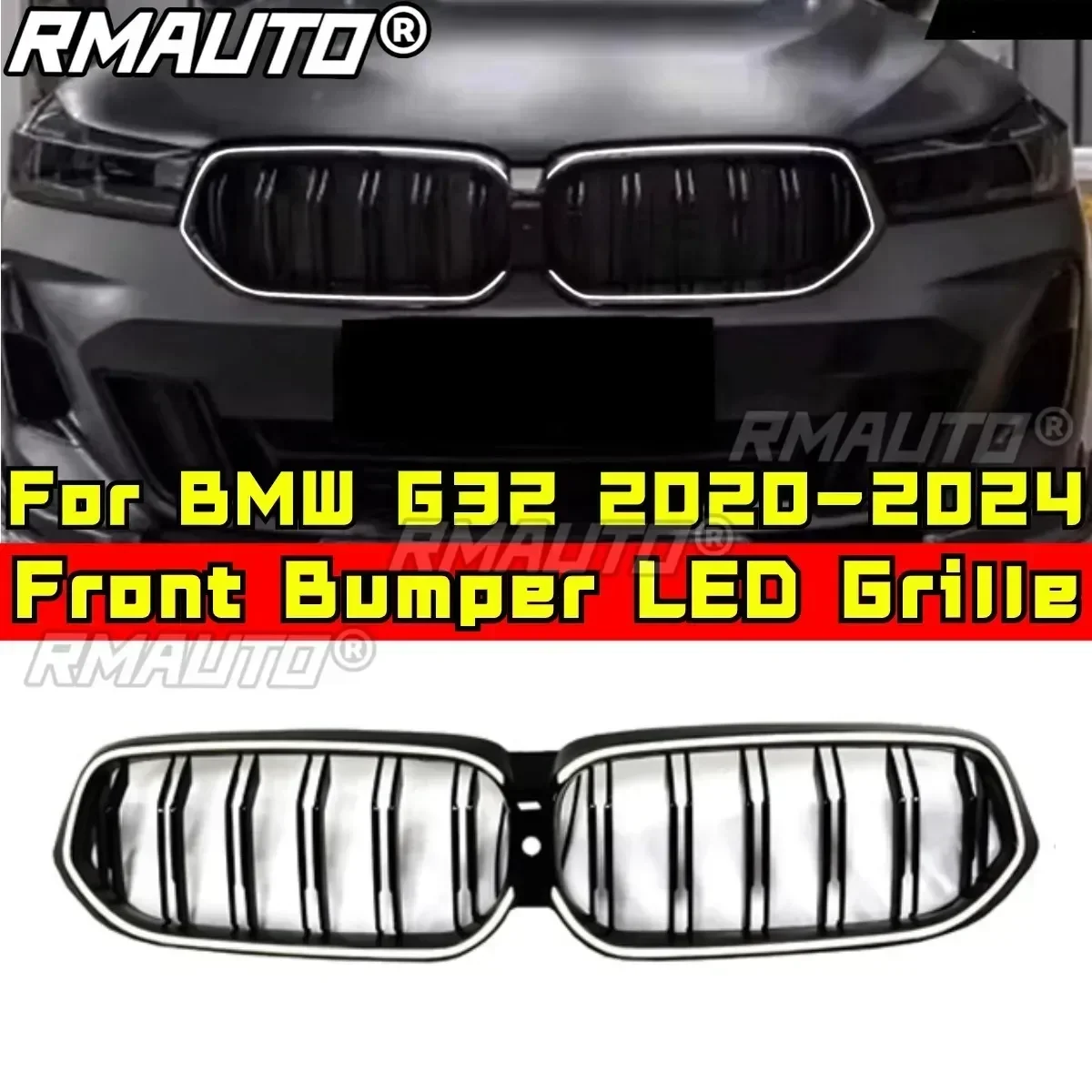 For G32 LED Racing Grill Car Front Bumper Grill Body Kit Front Bumper LED Grill For BMW 6 Series GT G32 2020-2024 Exterior Part