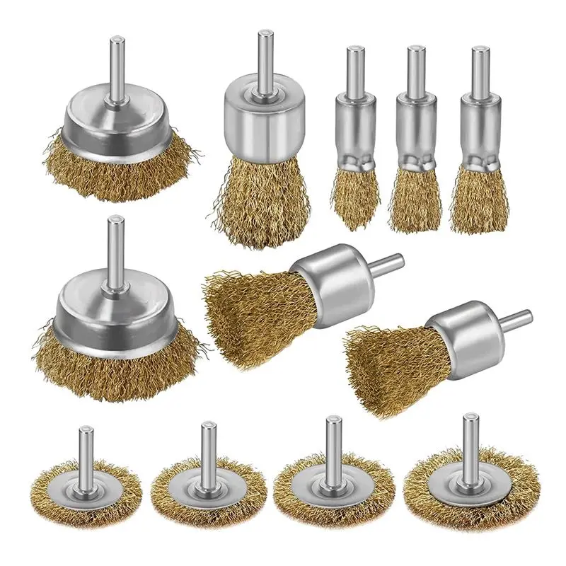 DTEN-Drill Coarse Crimped Brush Wire Brush For Drill 1/4 Inch, Removal For Rust, Paint And Scale