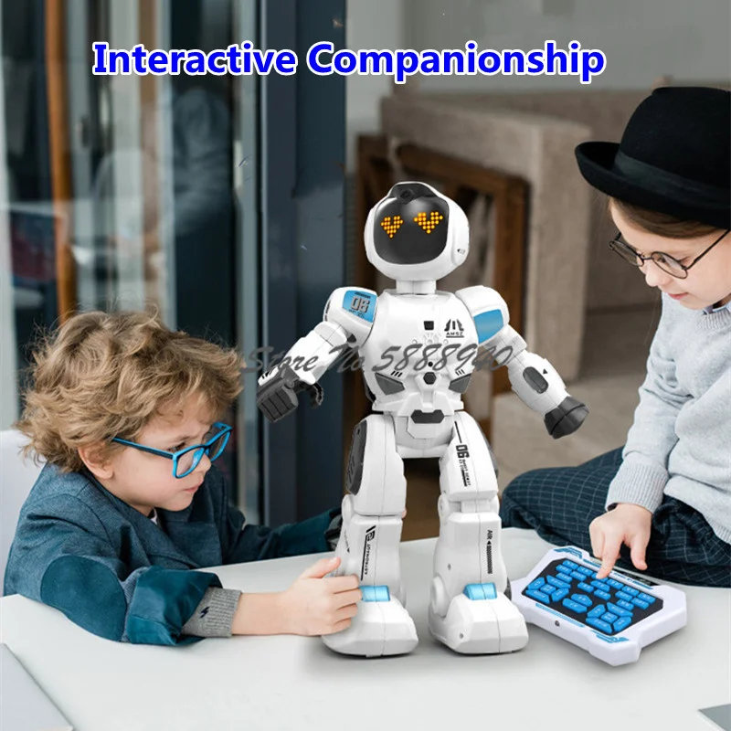Electric Smart Programming Remote Control Robot 2.4G Early Education Touch Sensing Sing Dance Dynamic Expression RC Robot Model
