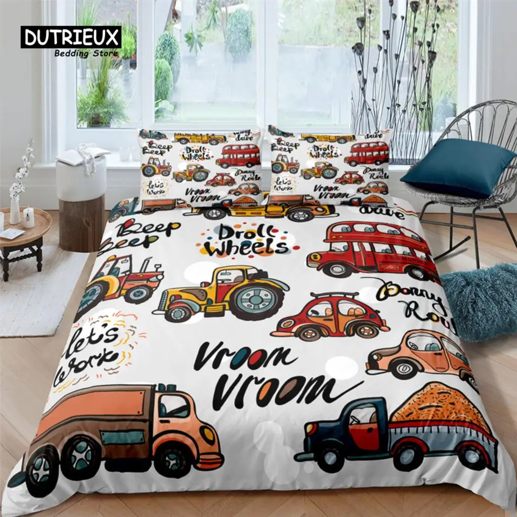 

Home Living Luxury 3D Cartoon Engineering Vehicle Print 2/3Pcs Duvet Cover PillowCase Bedding Sets Queen and King EU/US/AU Size