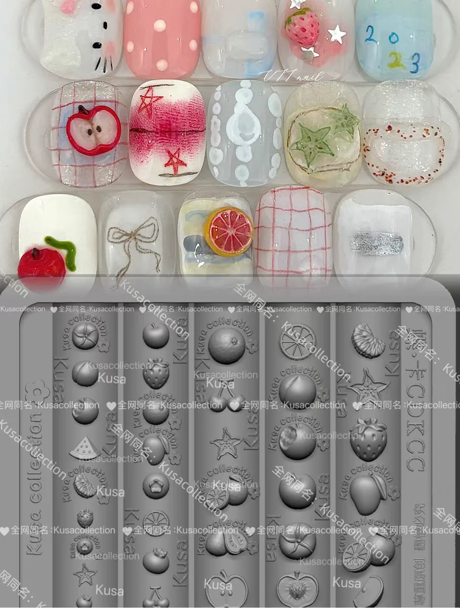 1pc Button Key Lock Cat Bow 3D Acrylic Mold Nail Art Decoration Nails DIY Design Silicone Nail Template Nail  Mold