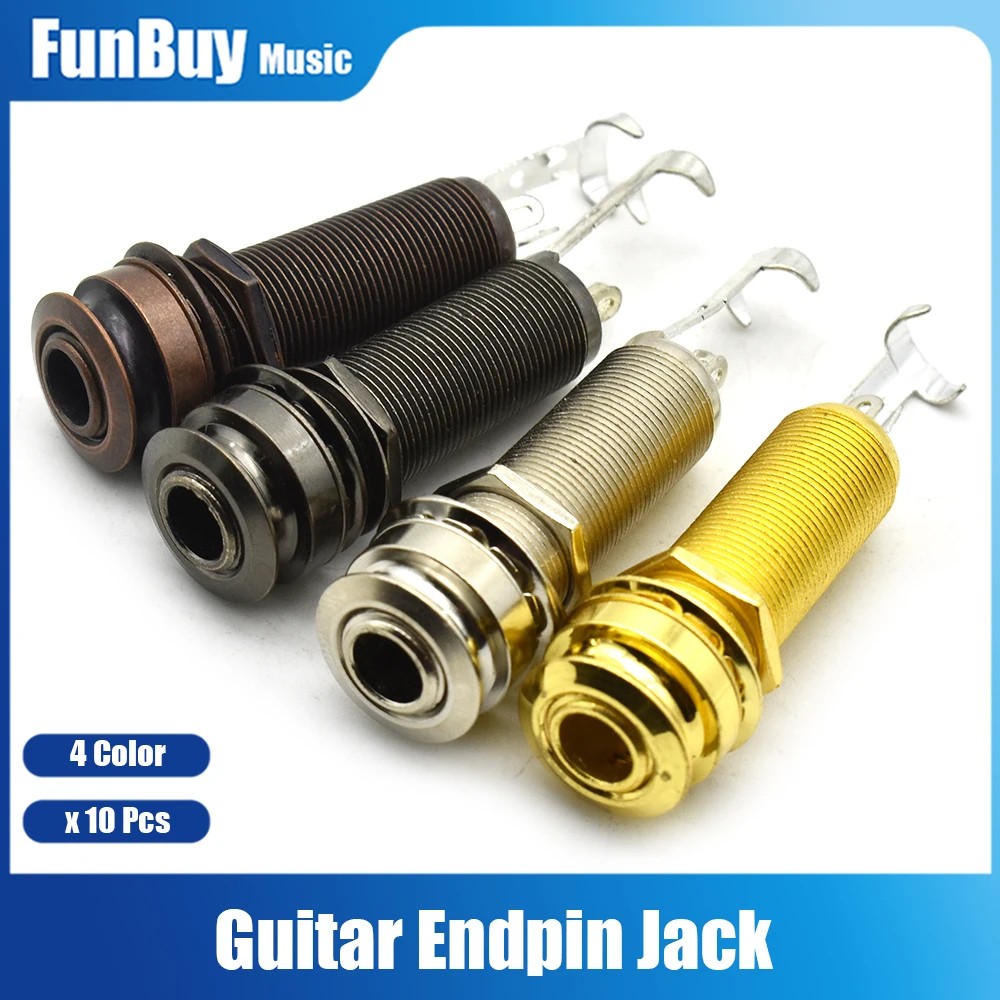 10PCS CYLINDER Guitar EQ Pickup Endpin Output Jack Nickel Strap Lock Chrome 4 Color for Choose