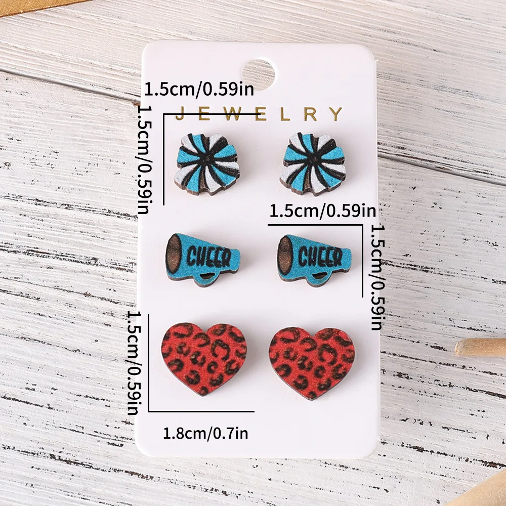 new Super Bowl baseball bat gloves love football shoes lightning stud earrings set wooden earrings