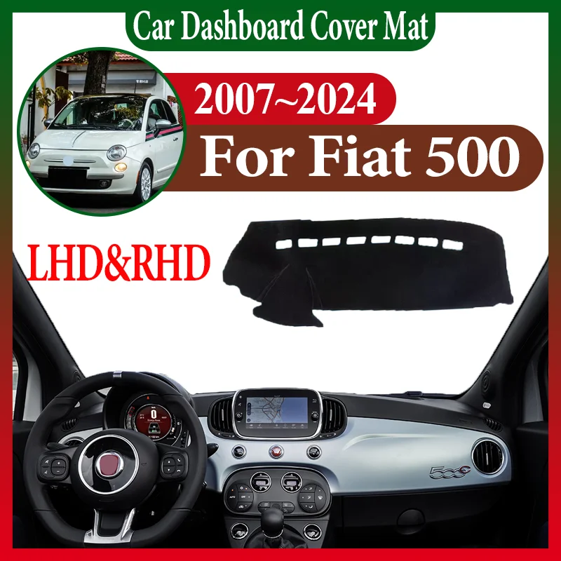 

Автомобильные аксессуары для Fiat 500 312 2007 ~ 2024, противоскользящий коврик для приборной панели автомобиля, коврик для центральной консоли, коврик для приборной панели, коврик для предотвращения света