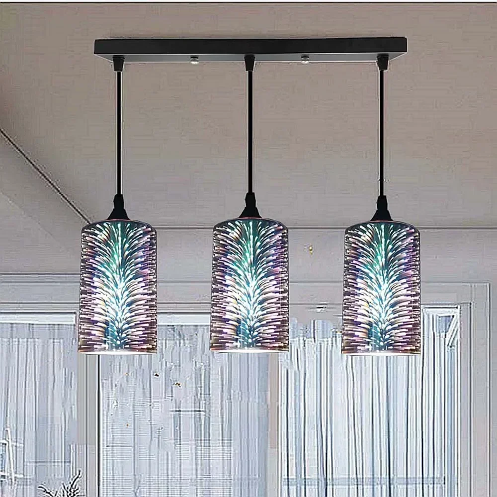 Postmodern Minimalist 3D Fireworks Electroplated Glass Chandelier Nordic Creative American Retro Dining Room Bedroom Lighting