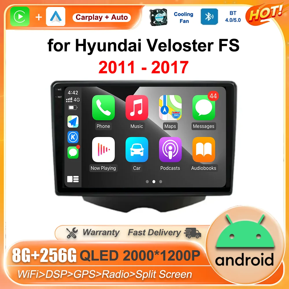 

9 '' for Hyundai Veloster FS 2011 - 2017 GPS Car Radio Multimedia Autoradio Android OS Auto WiFi Video Player IPS Screen Carplay