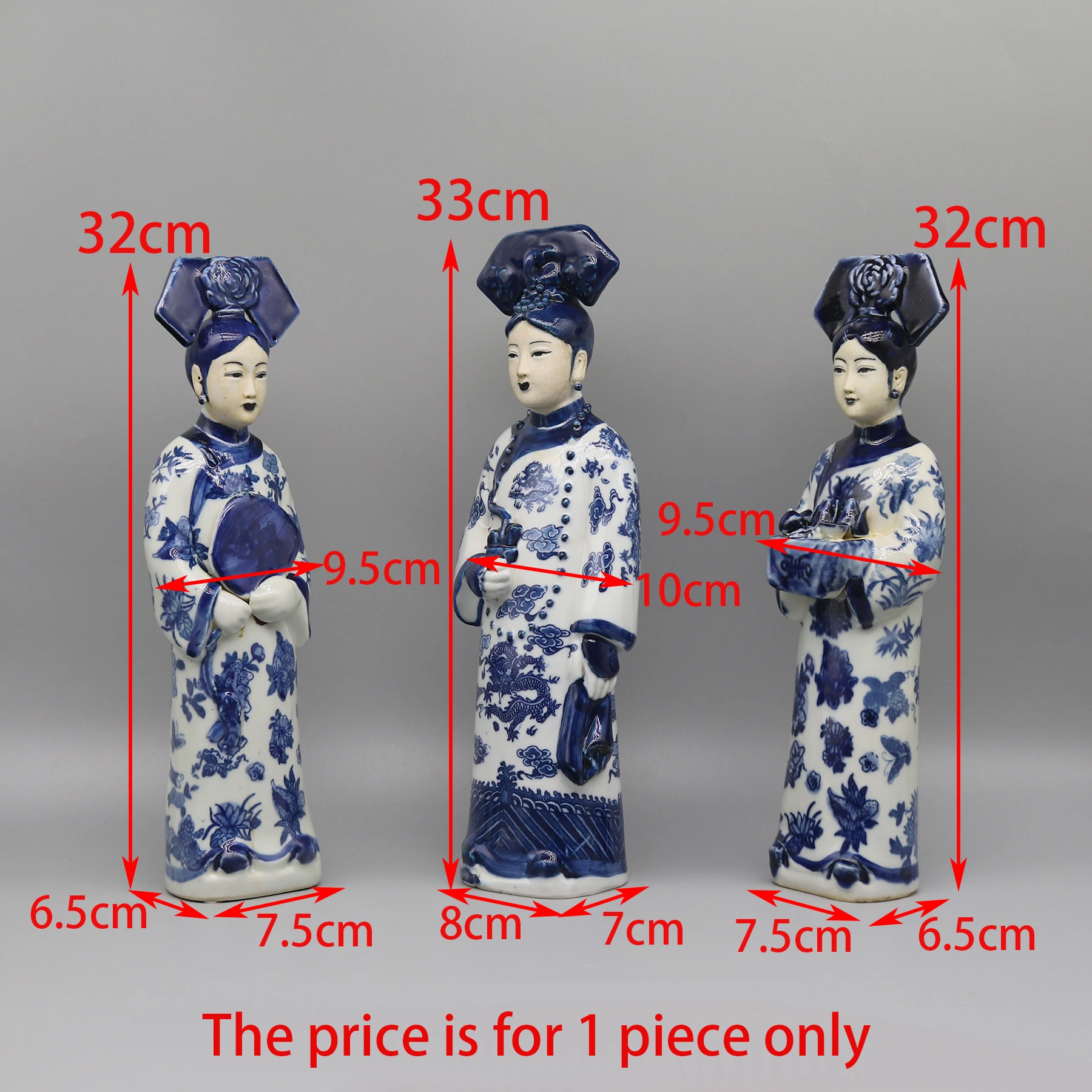 Porcelain Figurines of Chinese Princesses and Empress in Qing Dynasty, Ceramic Statue, Ancient Chinese Lady, Home Decoration