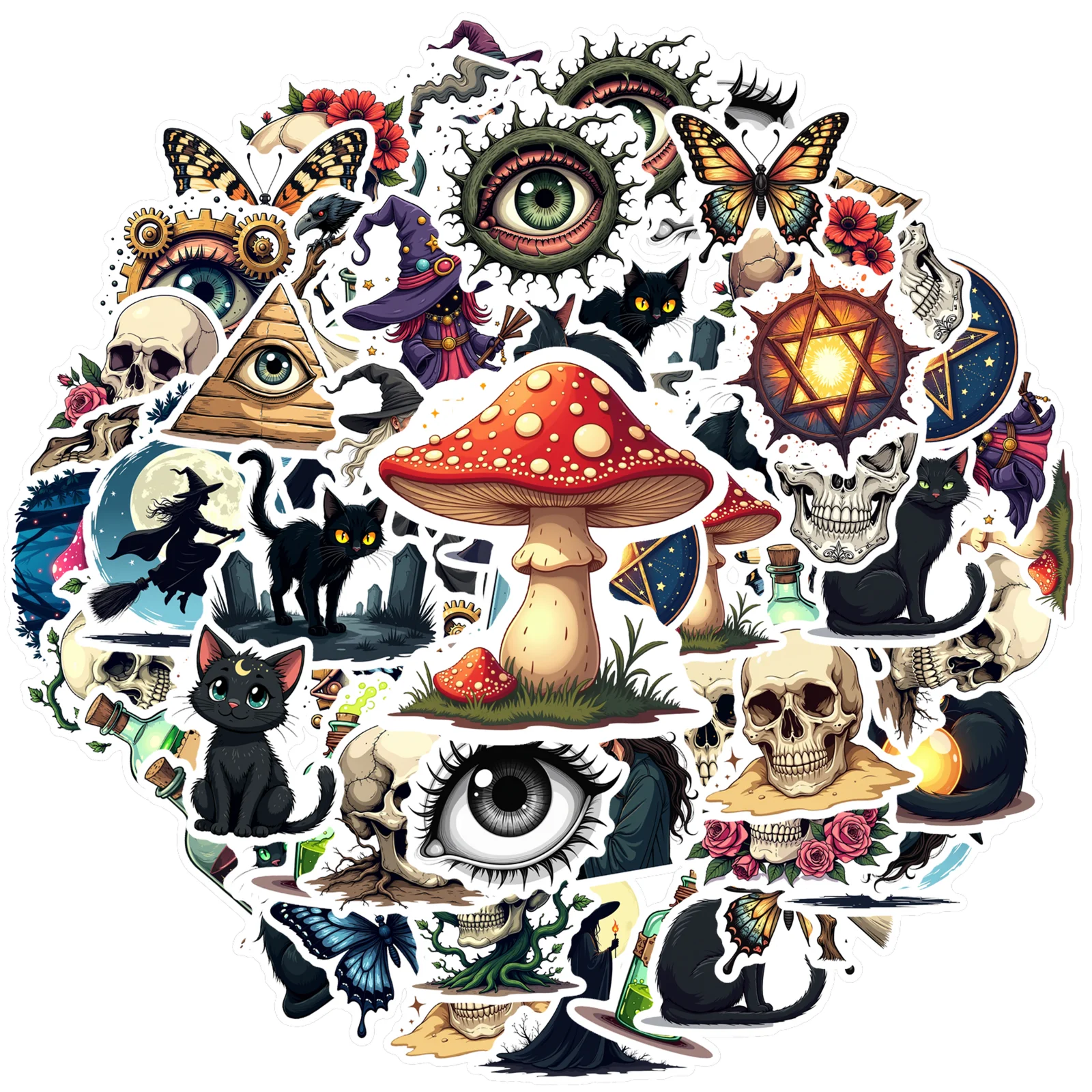 35-70 قطعة الهيكل العظمي ماجيك ملصقات الرجعية الفن الكتابة على الجدران الشارات Diy بها بنفسك السفر الأمتعة الغيتار الثلاجة محمول الكتابة على الجدران ملصق الشارات