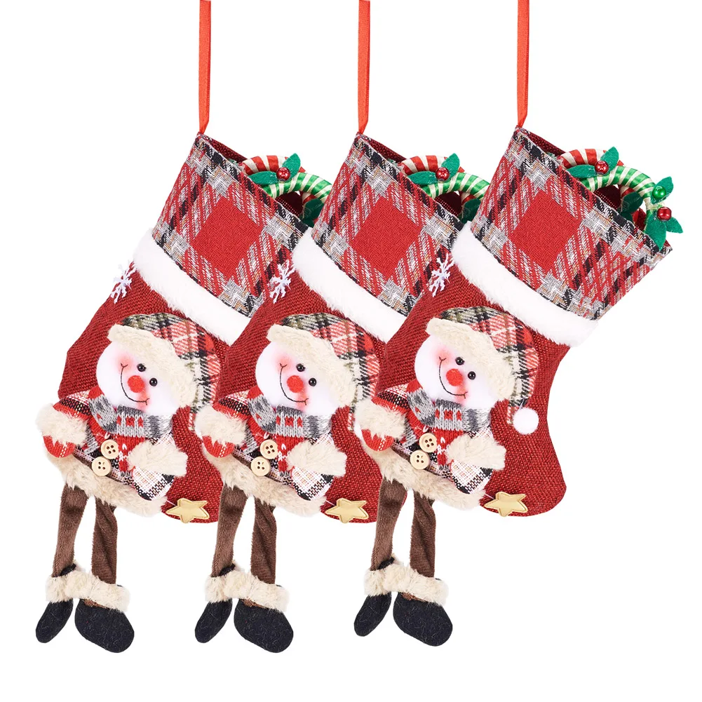 1 Pack Christmas Theme Storage Bags Deer Bear Santa Claus Cloth Pounches for Chocolate Candy Cookies Gift Packing Accessories