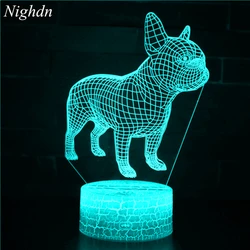 French Bulldog Night Light 3D Illusion Table Lamp Puppy Dog Toys Birthday Christmas Gifts for Kids Boys Girls Home Bedroom Decor