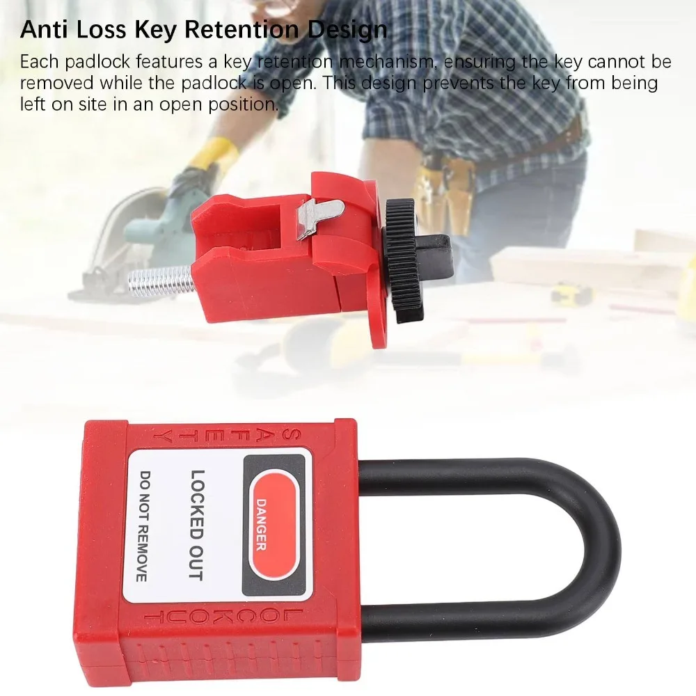 Insulated Lockout Tagout Padlock Durable Anti Loss Circuit Breaker Lockout Device Electrical Lockout Tagout Kit Industrial