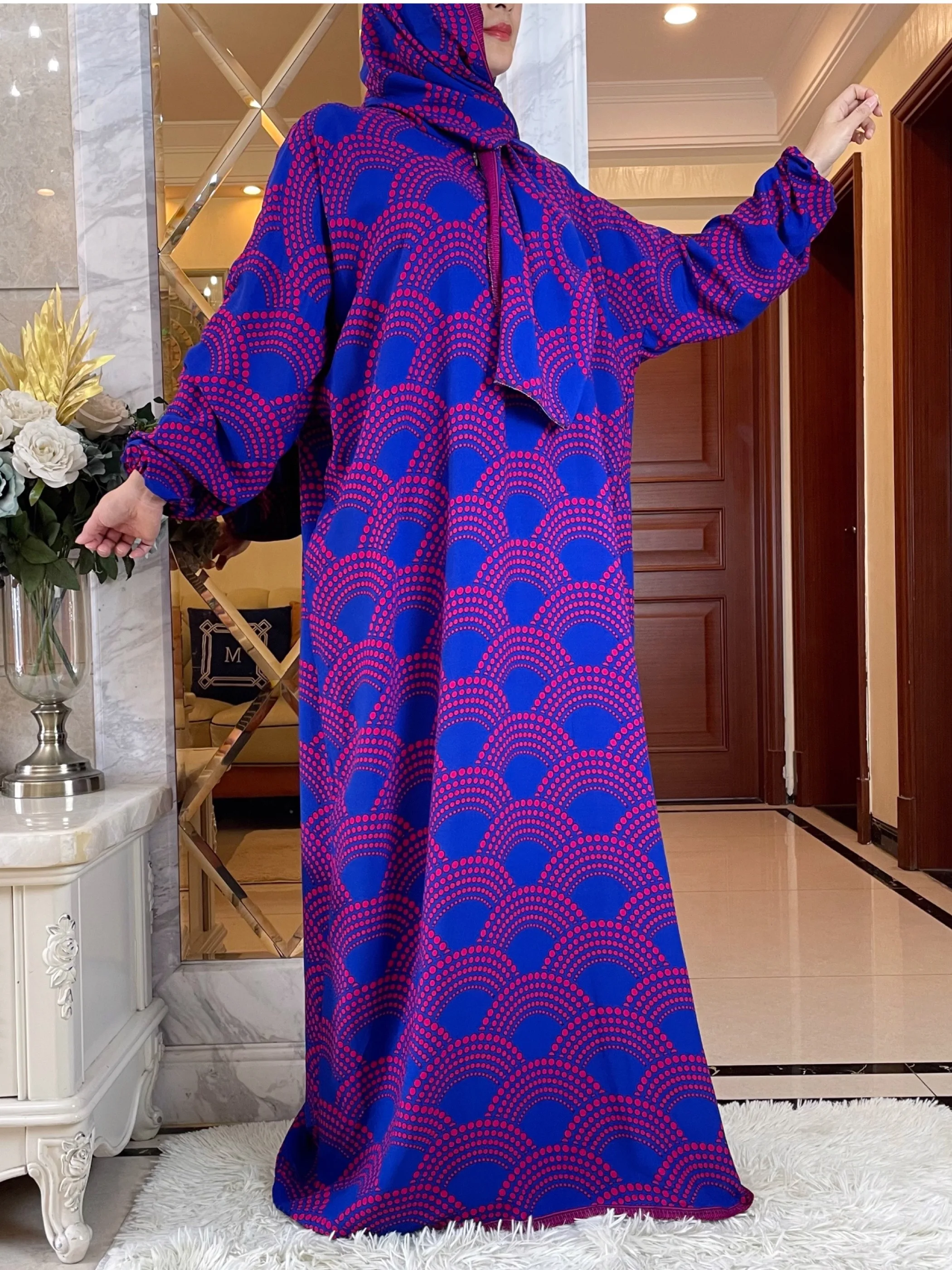 Abaya en coton pour femmes musulmanes, Robe florale, Robe africaine adt, Turban commun, Prière du Ramadan, Dubaï, Turquie, Moyen-Orient, 2024