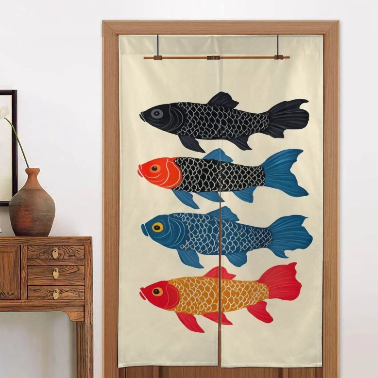 

Красочная занавеска на океан и горную тематику, подходящая для использования в качестве перегородки в области, таких как спальня и кухня.