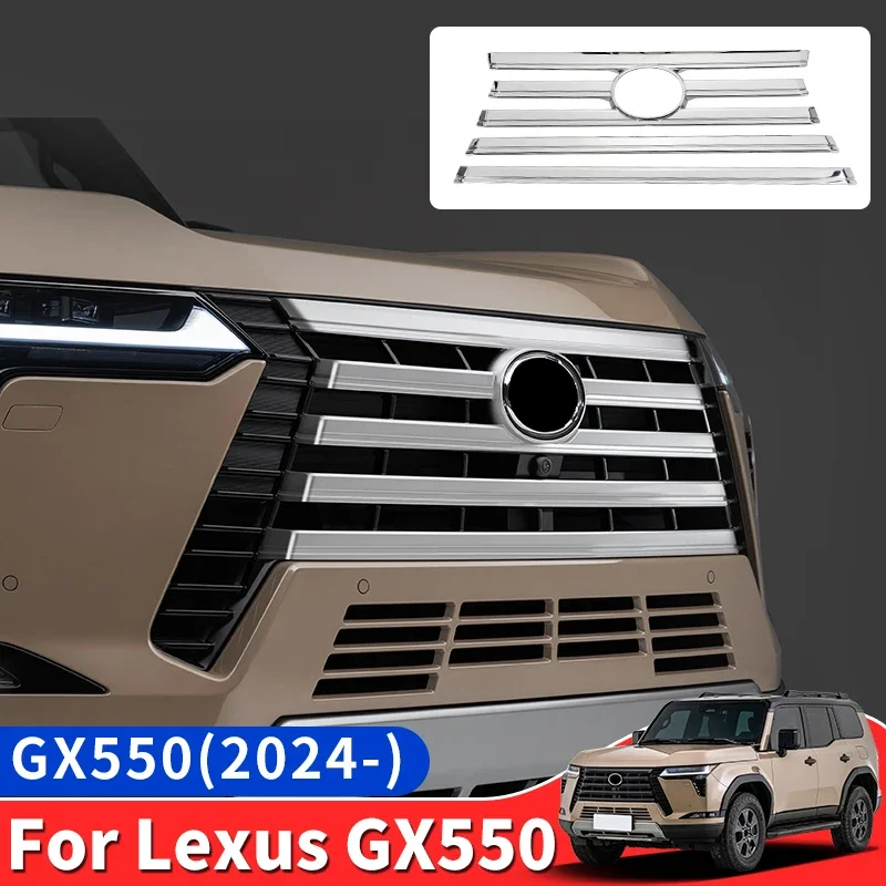 

Front Grill Chrome Decoration Strip For 2024 2025 Toyota Lexus GX550 550 gx Exterior Upgraded Accessories Tuning Modification