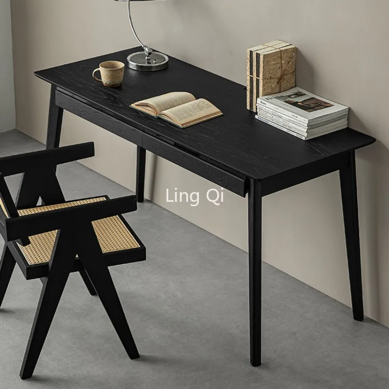 Dresser Modern Solid Wood Computer Desk Minimalist Italian Designer Ash With Drawer Office Furniture Black Bedroom Simple Height