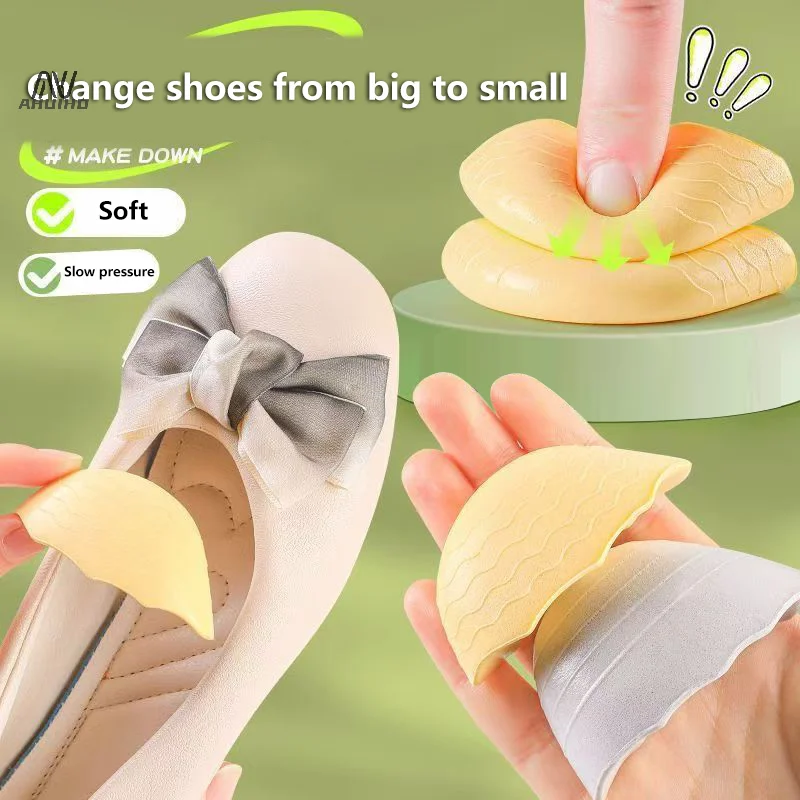 1Pair Anti Forward Sliding Forefoot Insert Pads PU Foam Toe Plug Reduce Size Inserts Soft Shoe Accessories Toe Protector