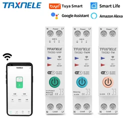 63A 1P+N WIFI Smart Switch Energy Meter KWh Metering Monitoring Circuit Breaker Timer Relay MCB TUYA Smart Life 110VAC 230VAC