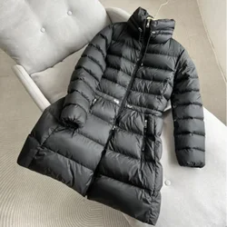 White Duck Down Jacket Women 2024 New Winter Fashion Casual European Classic Warm Slim Office Lady Stand Collar Down Coat Female