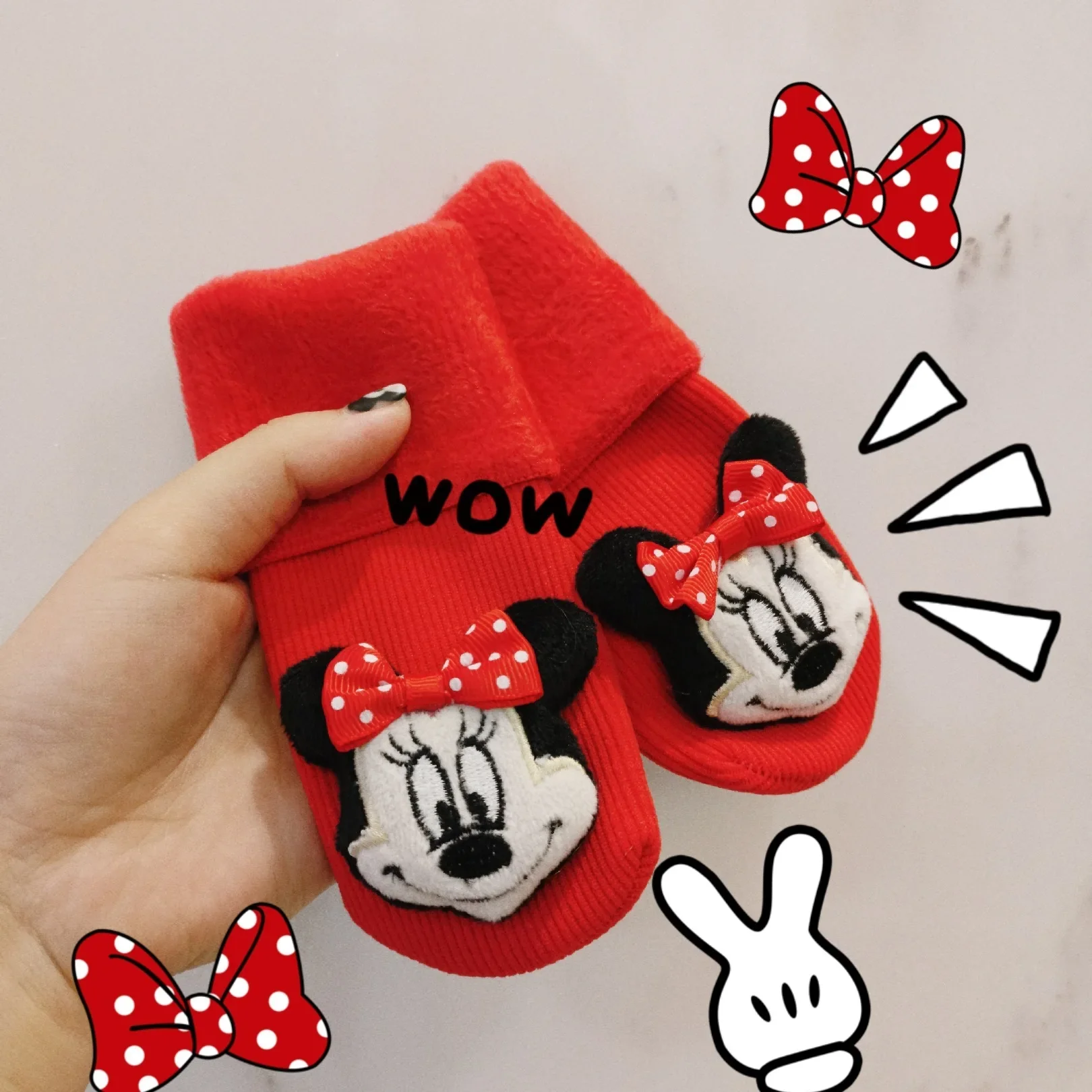 Winter Baby Girls Socks Newborn Mickey Minnie Baby Socks Infant Baby Boy Socks Anti Slip Soft keep warm Floor Sock Shoes