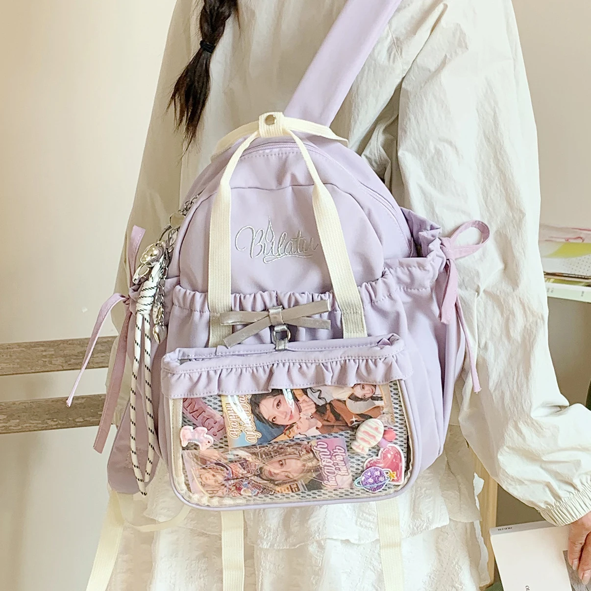 HAEX Lolita Women Ita Bags Fashion Designer 2025 Detachable 2 Pieces DIY Anime Badge Crossbody Bag Casual Commute Backpacks