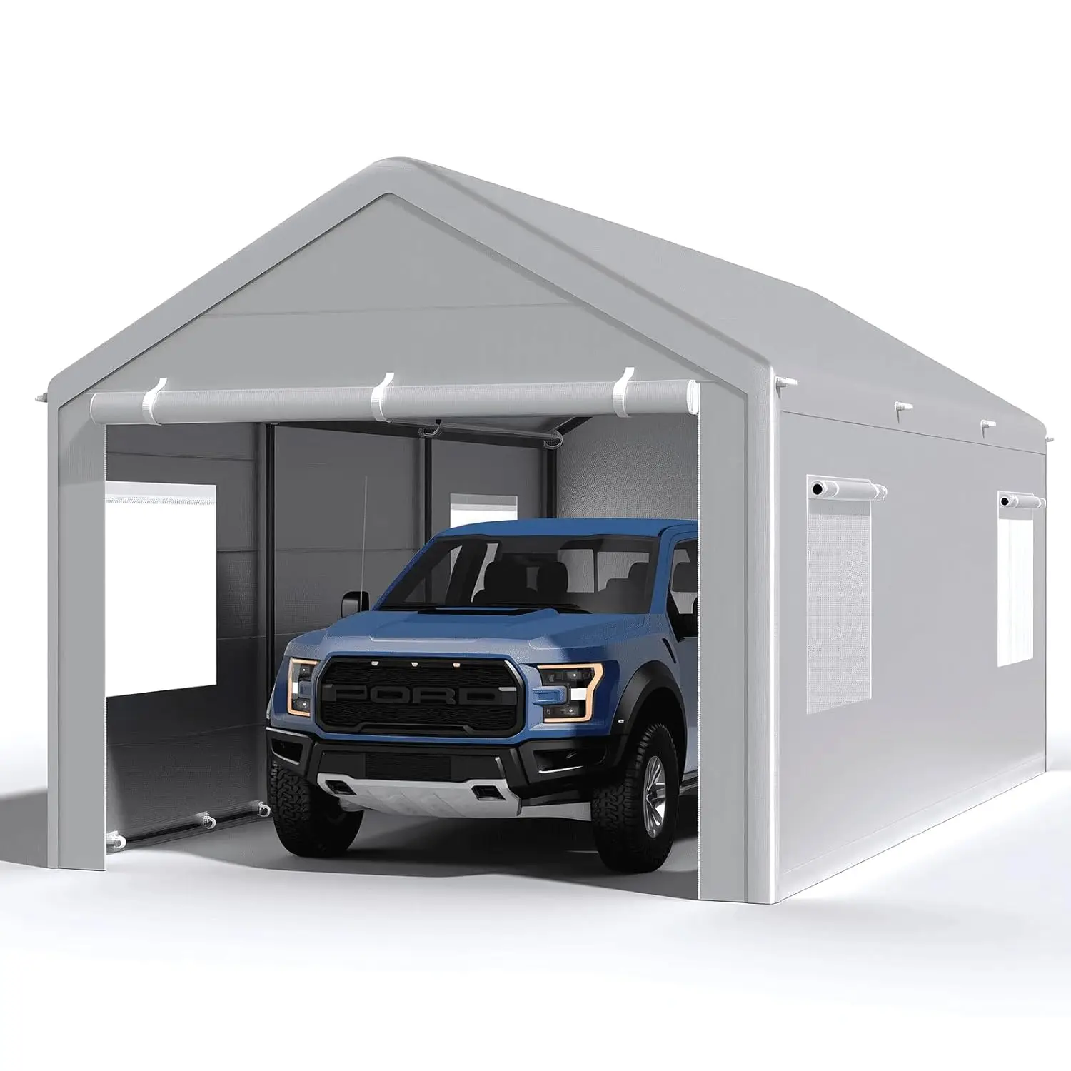 

Carport 10x20 футов, сверхмощный автомобильный навес с усиленной наземной планкой, портативный гараж с закатанными окнами и по индивидуальному заказу
