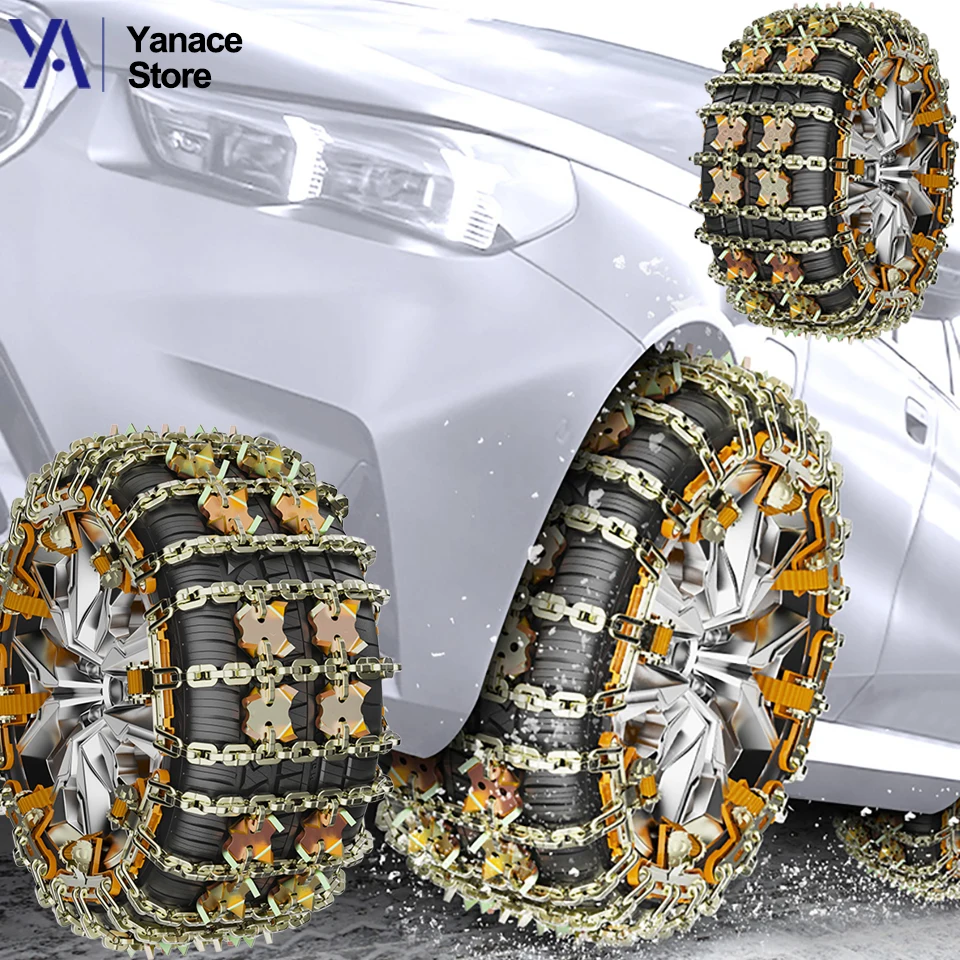

All Season Anti-slip Tire Chains,175-265mm Universal Manganese Steel Traction Chains with Strong Grip for Snow Mud Sand Wet Road