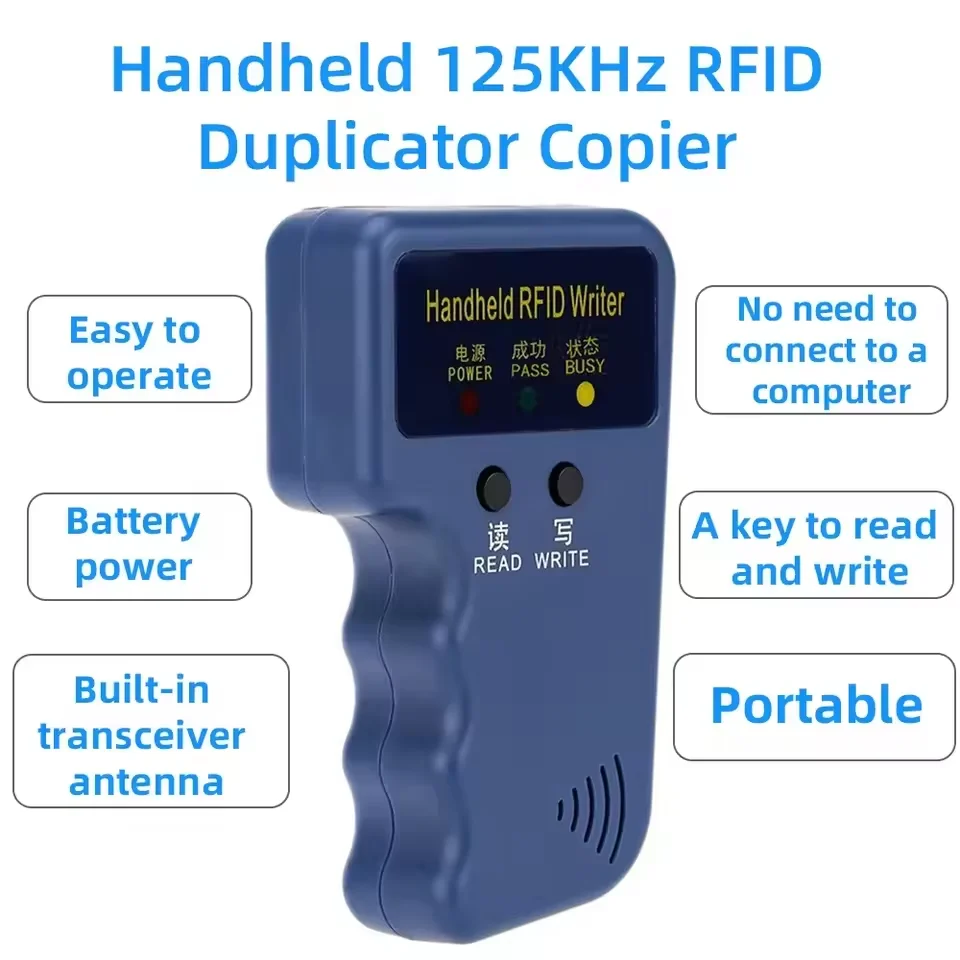 EM Handheld RFID Copier Card Reader Writer Duplicator Programmer Support EM5200 4100 EM4305/ T5577 Rewritable 125Khz Keyfob tag