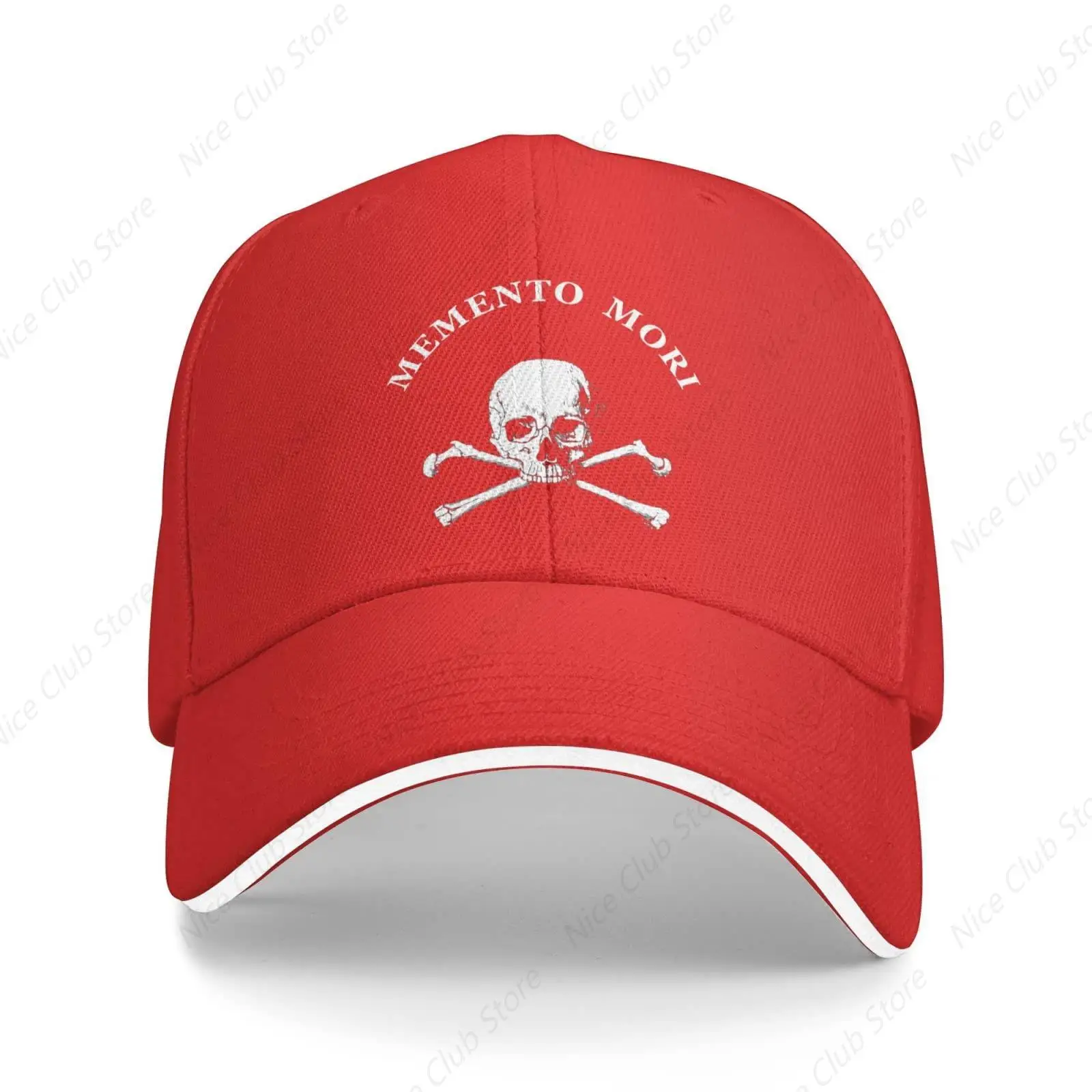 Memento Mori Skull Sandwich Dad Casquette for Men Women Red Baseball Hats