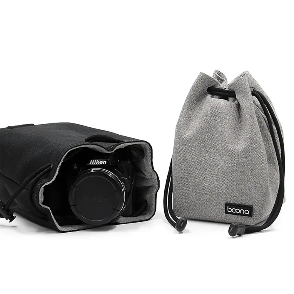 BOONA Camera Bag Backpack Lens Bag Drawstring Pouch Fleece Waterproof Camera Bag Protective for DSLR Nikon Canon Sony Pentax