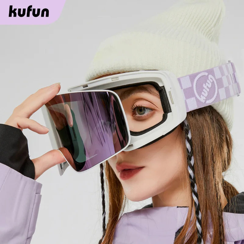 

Kufeng Ski Goggles Ski Goggles Goggles Anti-Fog Magnetic Snow Cylinder Spherical Snow Goggles Myopia Female Men's Equipment