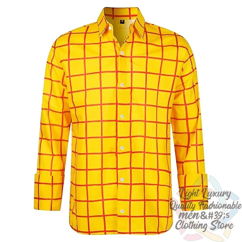 

New men's shirt 3D plaid printing long-sleeved shirt men's top shirt men's oversized clothing fashion lapel daily casual xs-6xl
