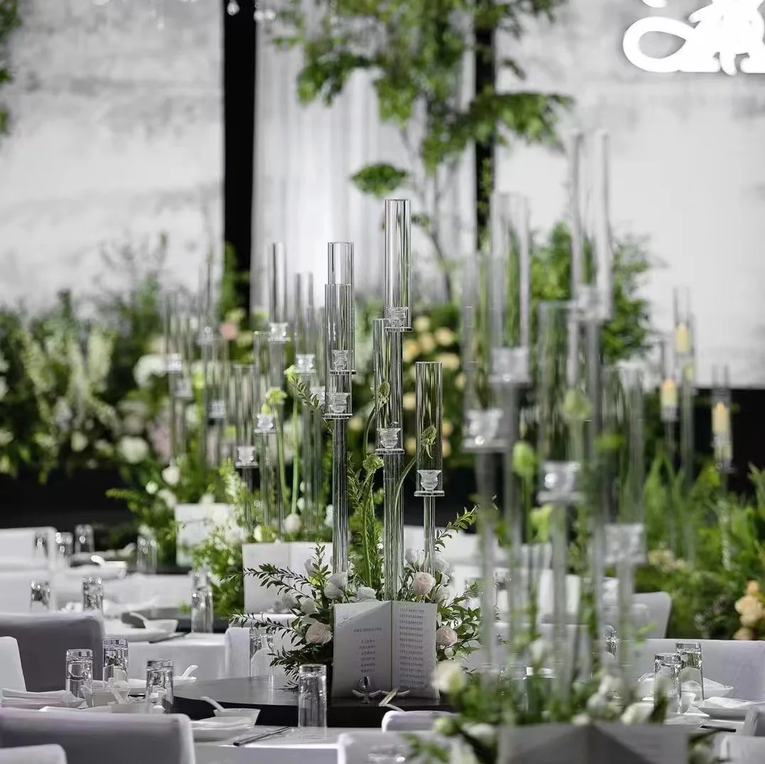 

Crystal candle holder European wedding road guide props Hotel decoration ornament Soft decoration room Modern glass candle holde