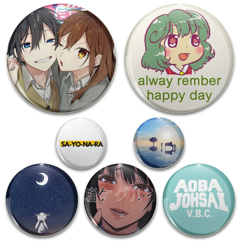 

Cute Anime Figure Pins Round Cartoon Funny Brooches for Backpack Cothes Accessories Animes Collection Badge Decoration Gifts