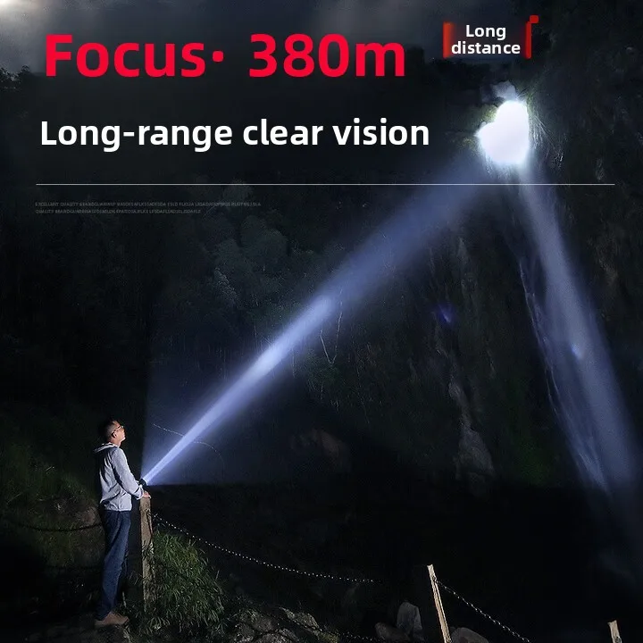 Strong light flashlight, small mini zoom long-range long-range outdoor riding light