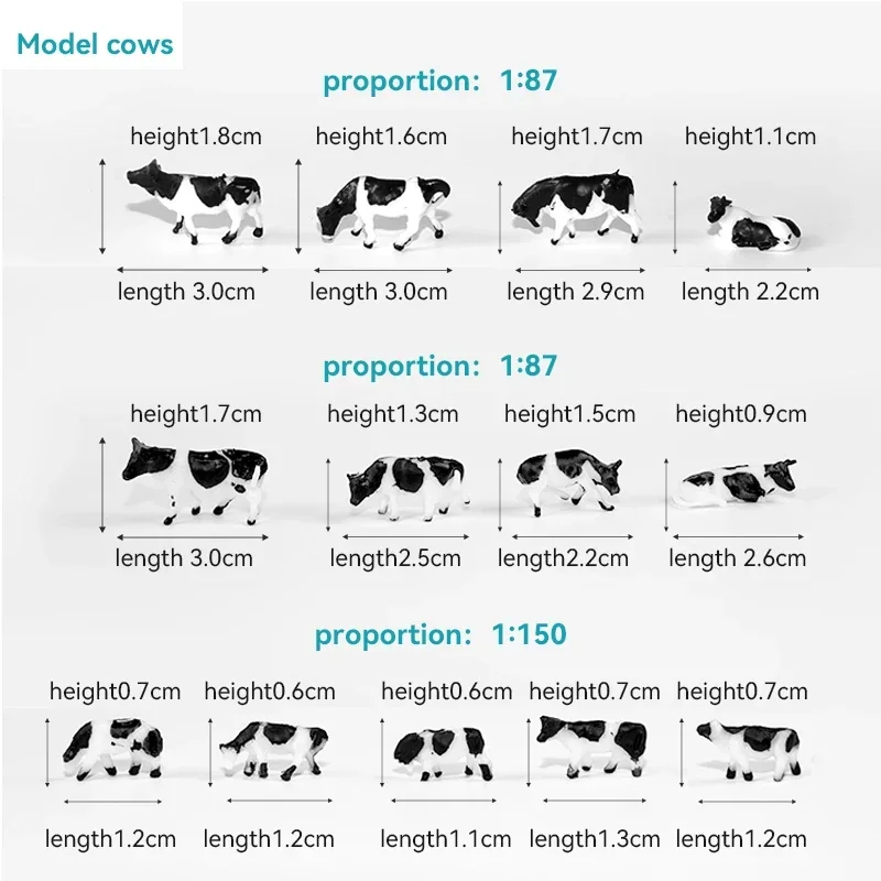 HO and N Scale Model Cows Miniature Farm Animal Model Cow For Model Railway Layout Different Different Postures