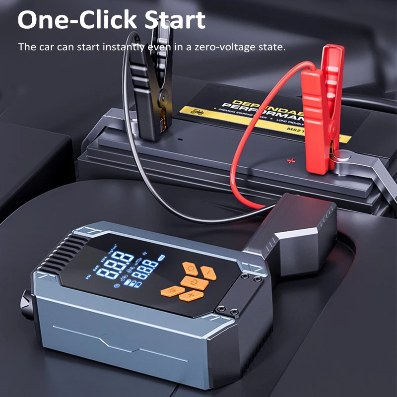 Portable Tire Inflator Portable Air Compressor 150PSI Cordless Air Pump with LCD Display Screen Battery Clamp for Car Motorcycle