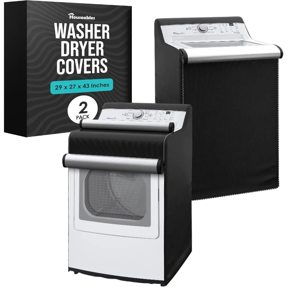 

Waterproof Washer Dryer Covers, Universal Fit for Top/Front Load Machines, Outdoor Protection, Black, 2-Pack
