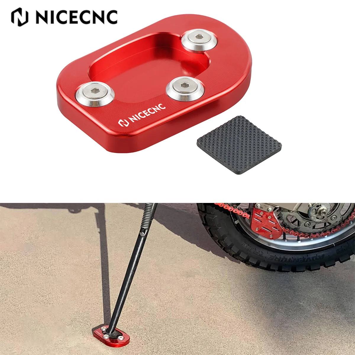 

NICECNC For Honda XR650L XR 650L 1993-2024 2023 2022 Motorcycle Enlarged Kickstand Base Side Stand Pad Aluminum Extension Plate