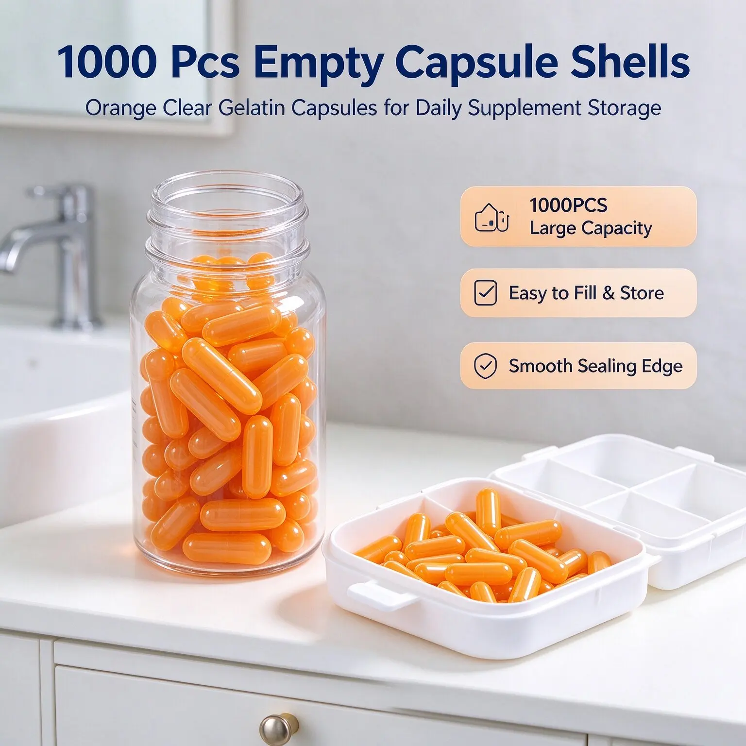 Lot 1000PCS Standard Size Yellow Hard Gelatin Empty Capsules Hollow Joined Or Separated for DIY Health And Nutrition