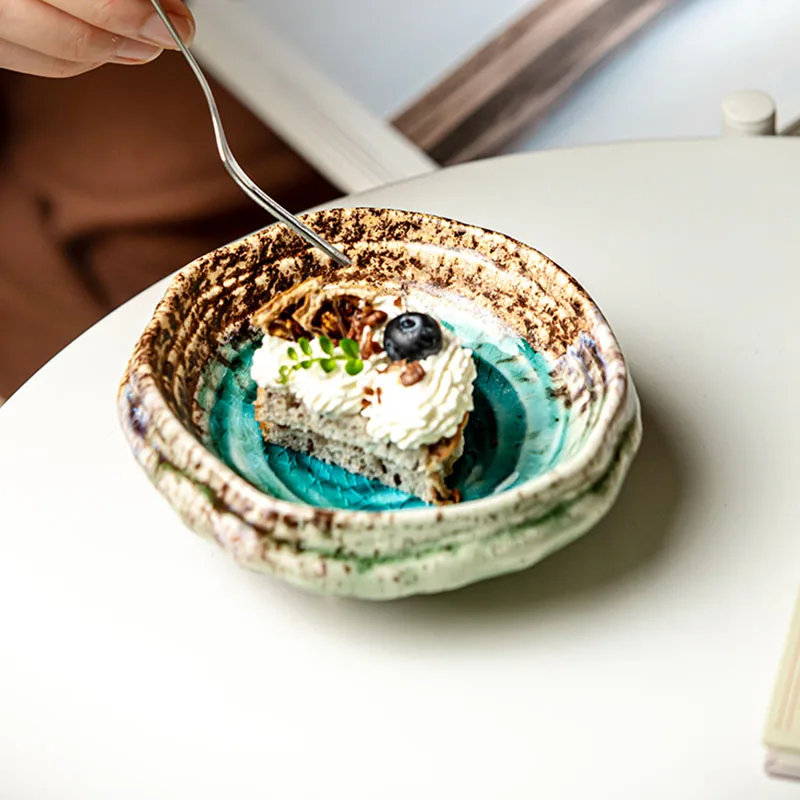 5 Inch Ice Cracked Glaze Seasoning Dish New Household Creative Good-looking Ceramic Dishes Japanese Style Sushi Sauce Dish