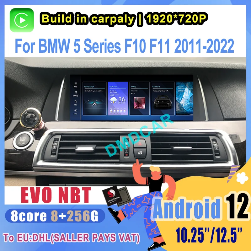 

12.5" Android 12 Snapdragon GPS Navigation Car Multimedia Player 8+128G for BMW 5 Series 520i F10 F11 2011-2016 Radio Stereo